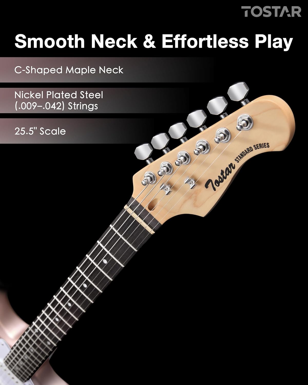 Tostar 39' Full Size Electric Guitar Kit For Beginners and Adults, SSS Pickup Guitarra Electrica Set Includes Tremolo Bridge, Lightweight Matte Finish, Amp, Strings, Gig Bag, Birthday Gifts, Champagne