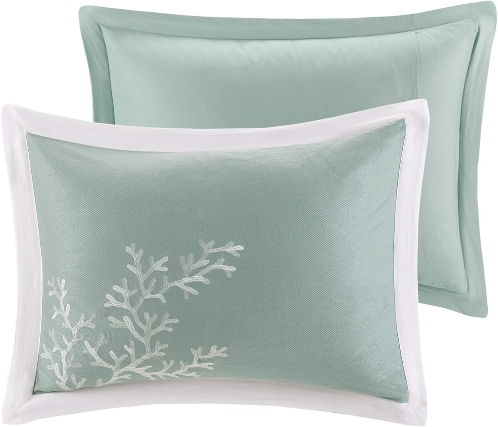 Harbor House 100% Cotton Duvet Cover, Jacquard Coastal Coral Duvet Cover Set – Light Weight Bed Comforter Covers, Coastline Blue King/Cal King (106'x90') 3 Piece