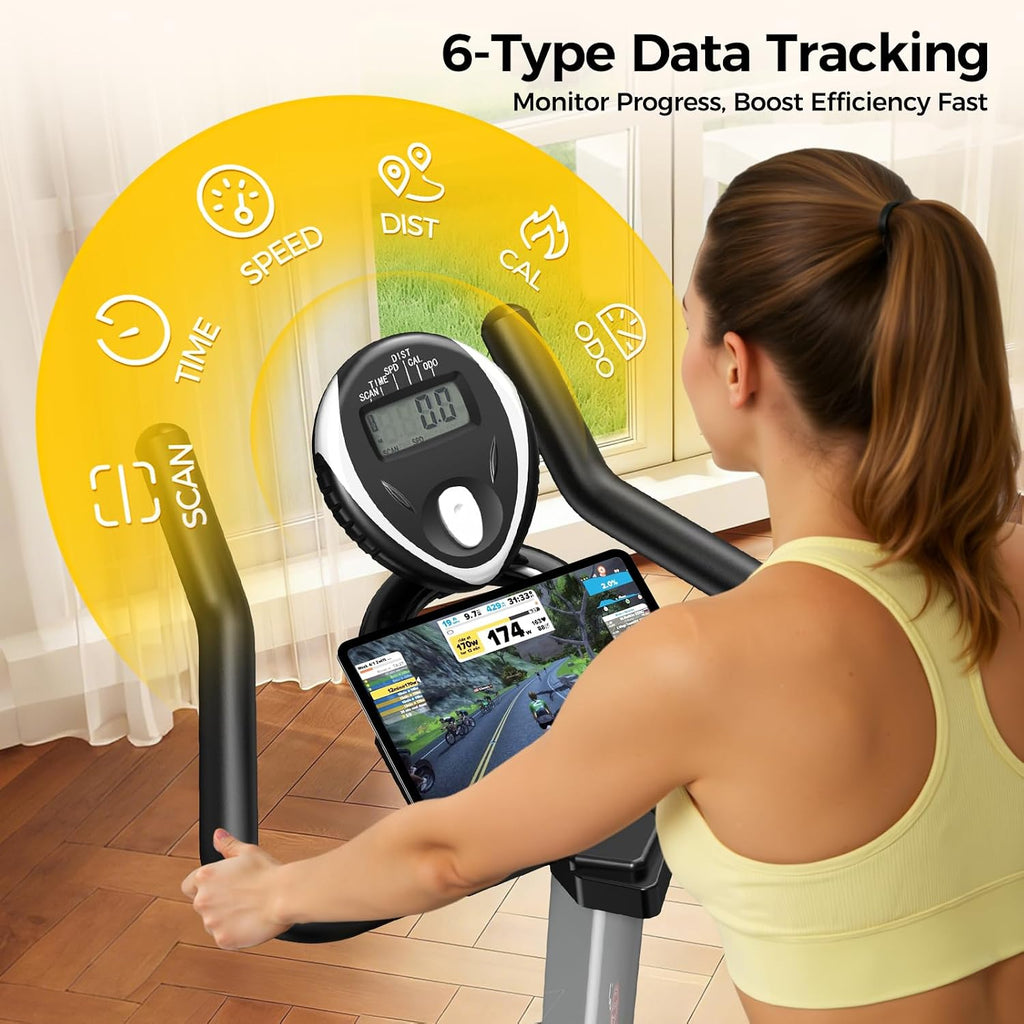 pooboo Exercise Bike,Stationary Bike with Exclusive App for Home,Magnetic Low Noise Indoor Cycling Bike with 350lbs Weight Capacity,Adjustable Seat,Tablet Mount and LCD Display for Weight Loss