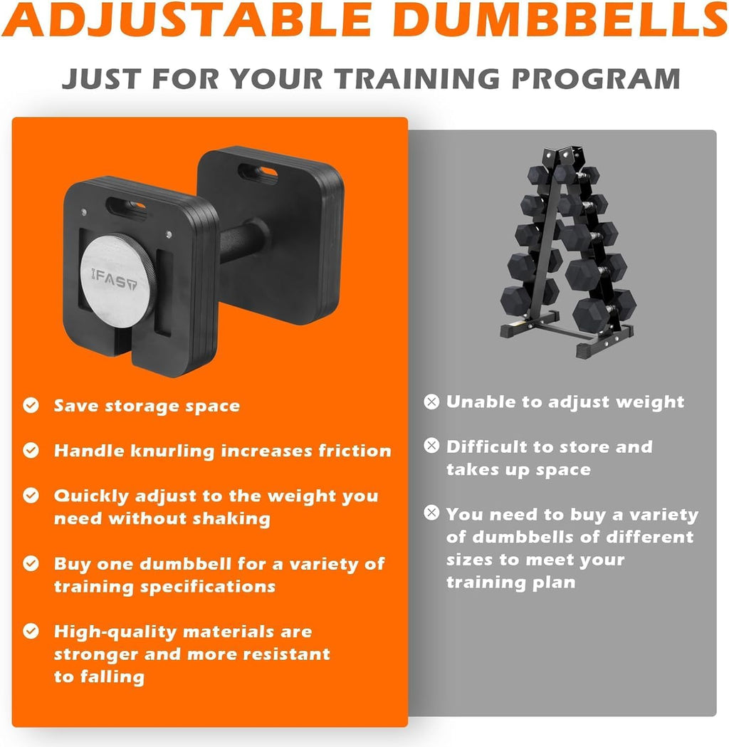 9-in-1 Adjustable Dumbbell Set, 80 LBS Free Weights Quick-Lock,Gym Equipment for Home Workout Exercise & Fitness Dumbbells Barbell Hand Weights for Men