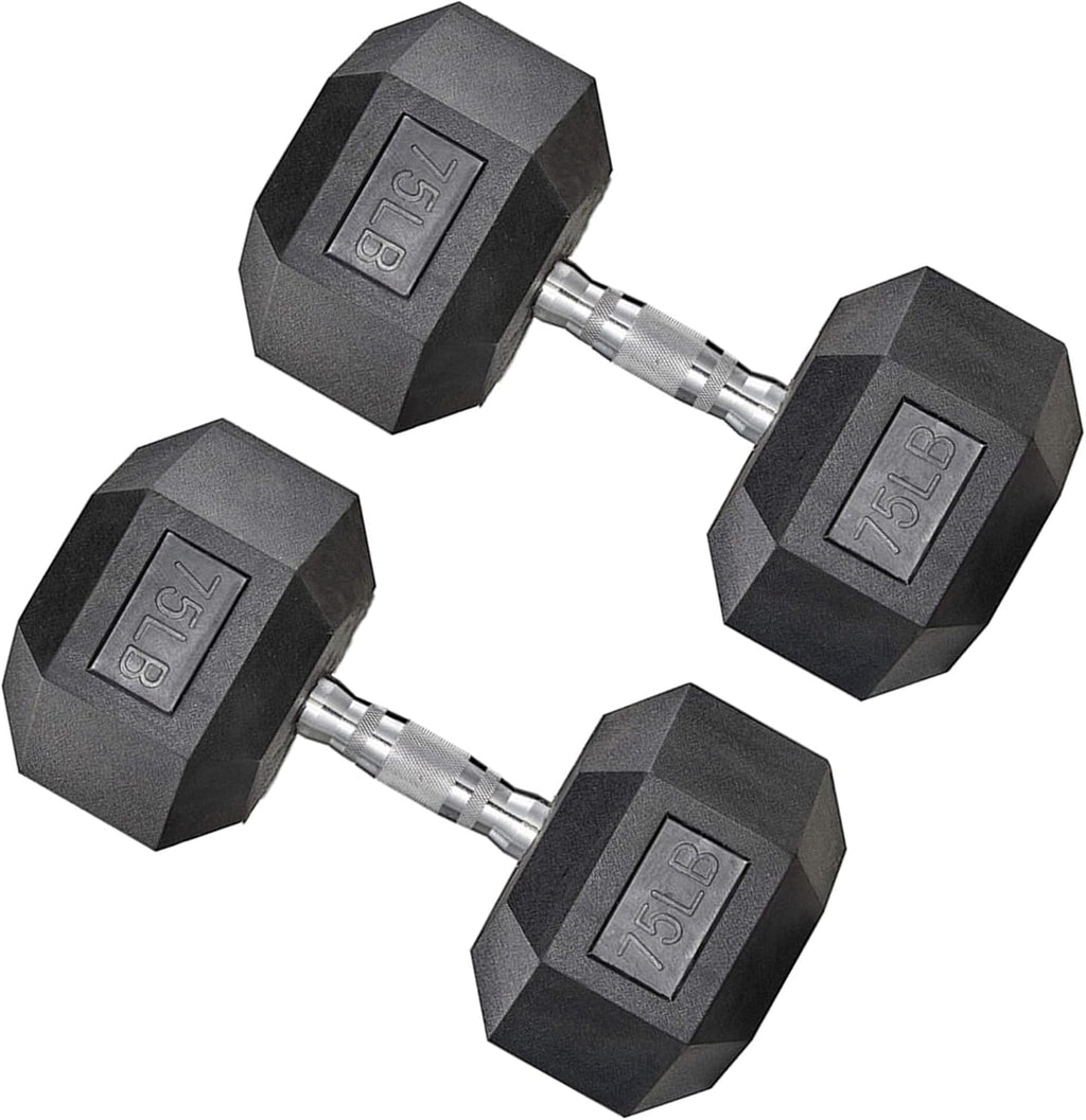 Hex Dumbbell Set, 10-80 lb Rubber Encased Hex Dumbbells, Home Gym Dumbbells for Women & Men, Muscle Toning, Strength Building and Full Body Workout(75 LB Pair)