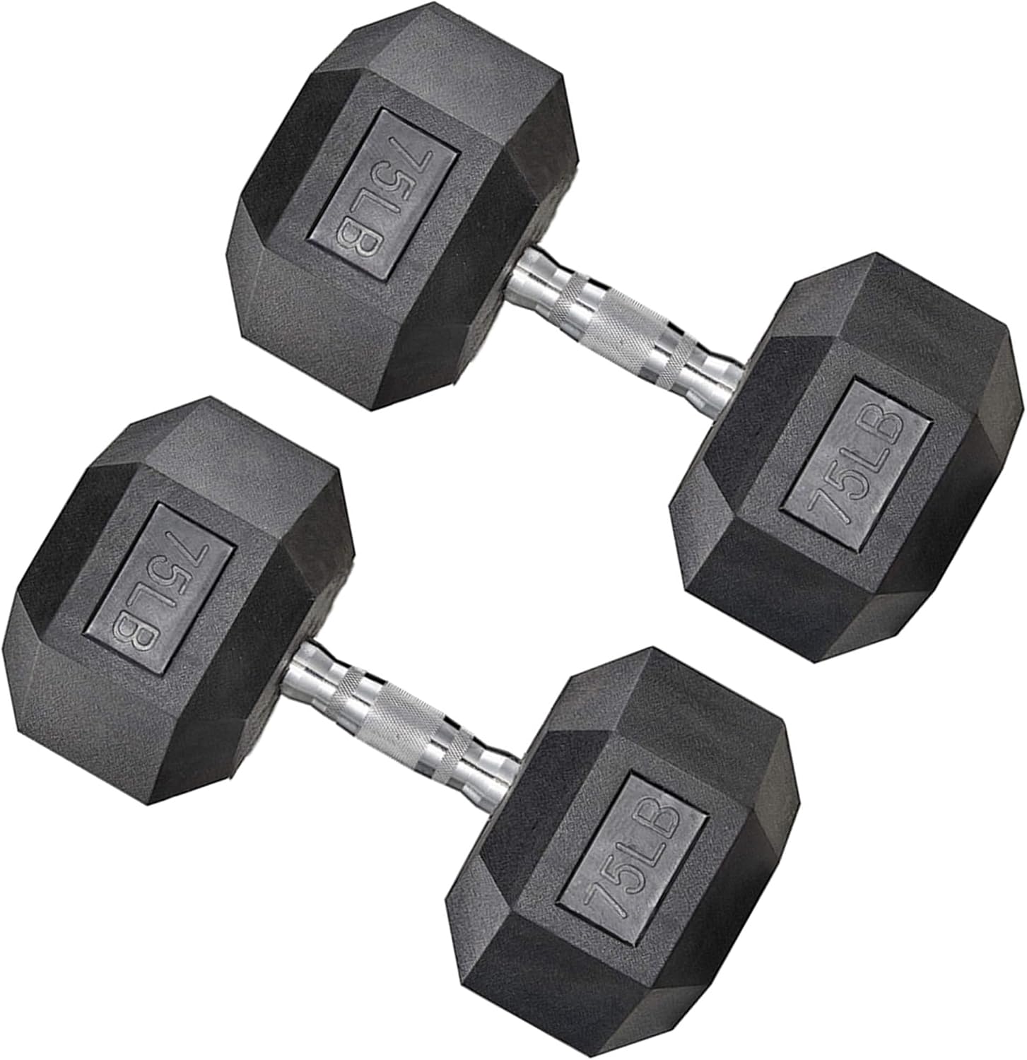Hex Dumbbell Set, 10-80 lb Rubber Encased Hex Dumbbells, Home Gym Dumbbells for Women & Men, Muscle Toning, Strength Building and Full Body Workout(75 LB Pair)