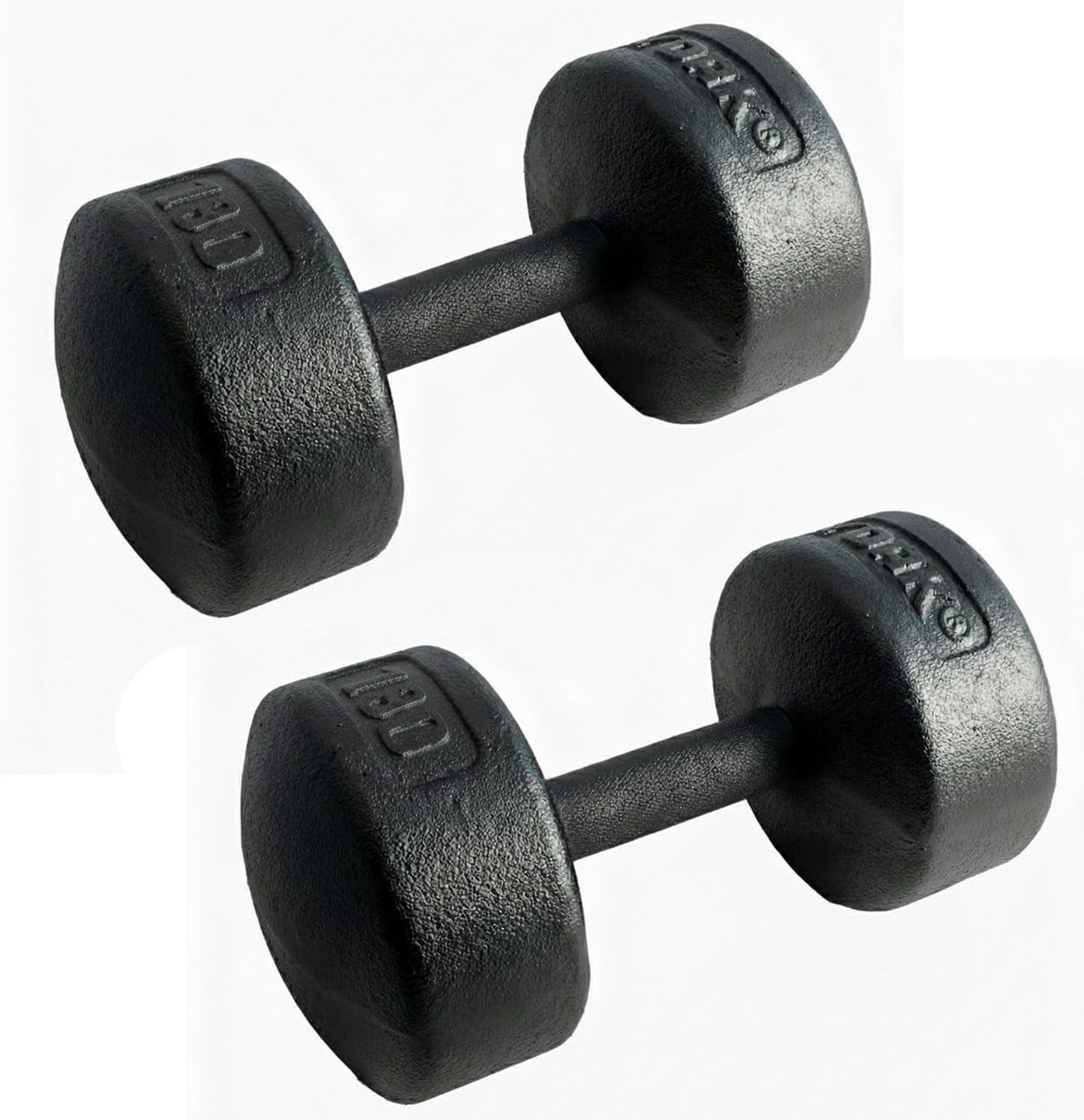 Legacy Solid Round Dumbbell Black – Heavy Duty Cast Iron Hand Weight with Knurled Ergonomic Grip for Strength Training, Muscle Toning, Home Gym Workout – 5 lb to 150 lb In Single & Pair