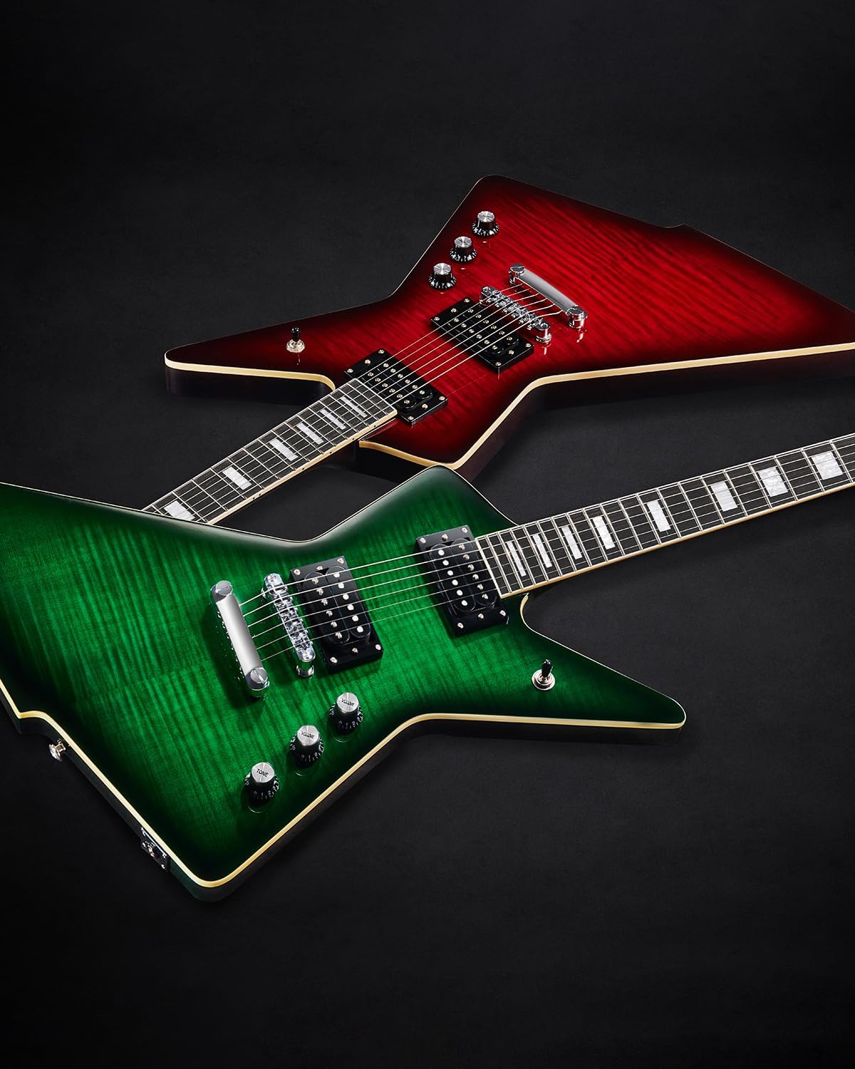 WestCreek Revenge Right Handed Electric Guitar, Heavy Metal Humbucker Pickups, Mahogany Body, Rosewood Fretboard (Green Lizard)