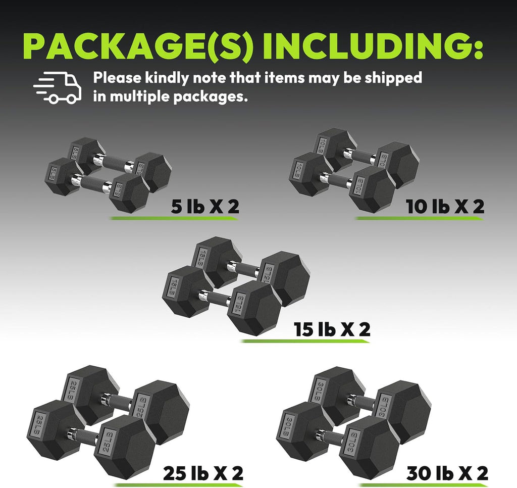 Hex Dumbbell Sets with Rack, 90-640 lb Rubber Encased Exercise & Fitness Dumbbells Set, Hand Weight for Strength Training, Weight Dumbbells