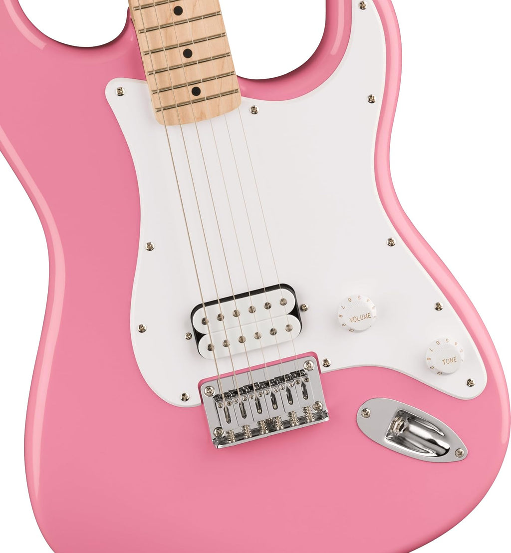 Squire Sonic Stratocaster HT H Electric Guitar, Flash Pink, Maple Fingerboard, White Pickguard