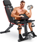 XDDIAS Adjustable Weight Bench, Workout Bench with Leg Extension and Preacher Curl Pad, Weight Bench for Home Gym, Foldable Exercise Bench, Quick Adjustment Incline Bench Press