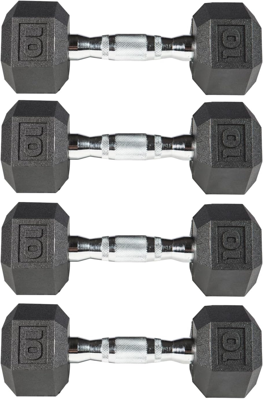 PVC Hex Dumbbell with Chrome Ergonomic Handle – Durable Noise-Reducing PVC Coated Dumbbells Weights for Strength Training, Bodybuilding, Lifting Home Gym – 5 lbs to 50 lbs Pack 1, 2 & 4