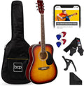 Best Choice Products 41in Full Size Beginner All Wood Acoustic Guitar Starter Set w/Gig Bag, Strap, Capo, Strings, Picks - Sunburst