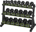 HANDBODE Hex Dumbbell Set with Rack, 300-840 lb Rubber Coated Fixed Weights Sets with Heavy Duty Storage Stand, Hexagon Shape, Multiple Weight Options Home Gym Equipment for Strength Training