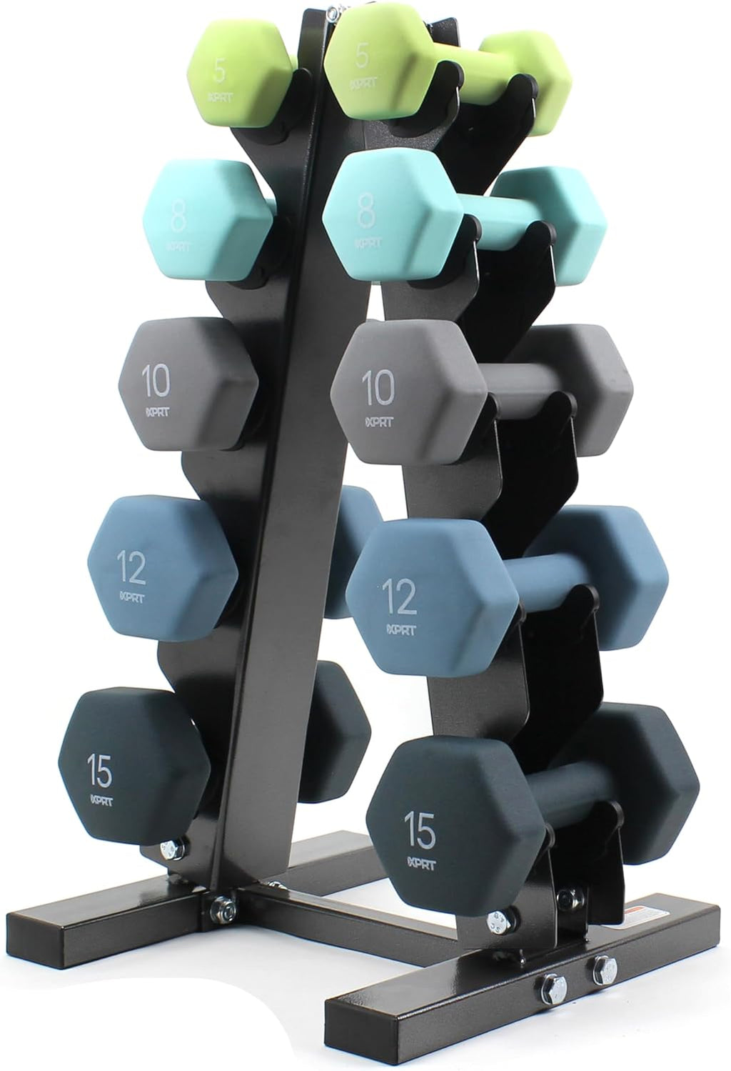 XPRT Neoprene Dumbbell Set with Rack - 5-Pair Weights for Home Gym