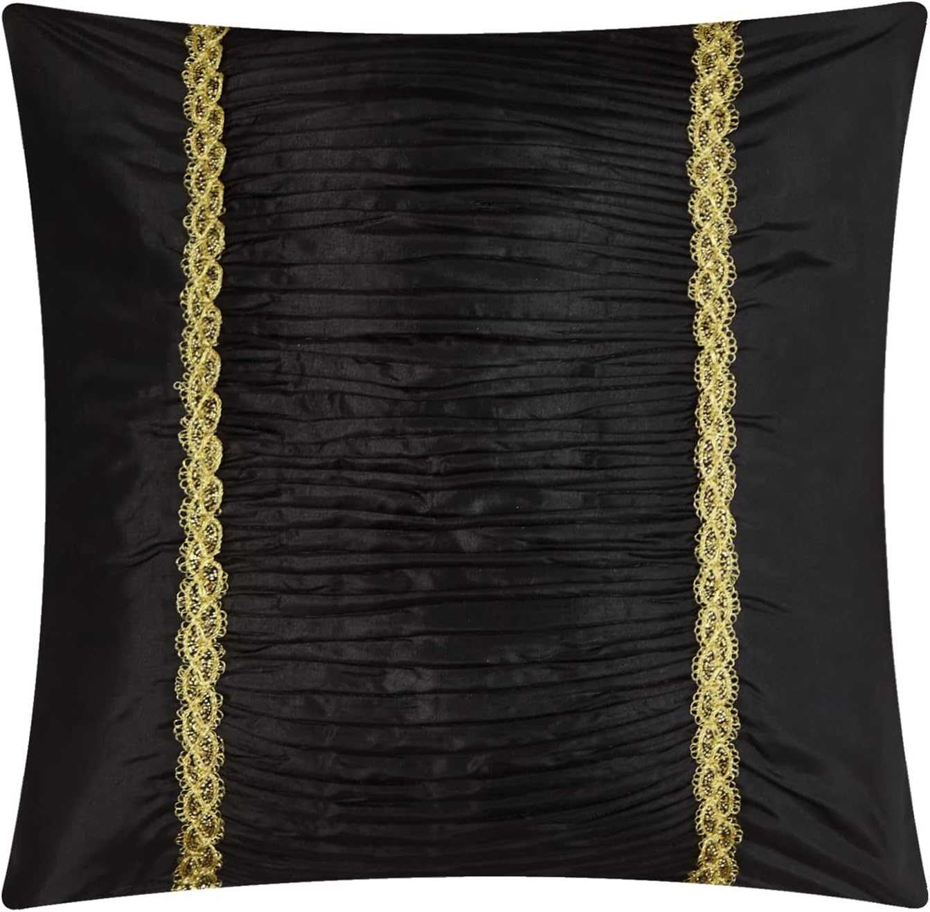 Grand Avenue Jacquard Floral Comforter Set, 7 Pieces California King Black Bedding Set, Matching Pillows & Shams, Bed Skirt, Ultra-Soft, Lightweight Microfiber