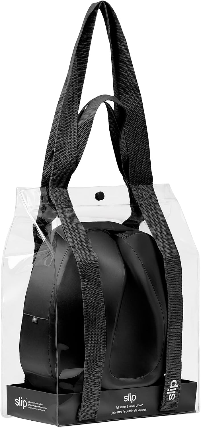 SLIP Jet Setter Travel Pillow - Black | Pure 100% Mulberry Silk | Soft & Comfortable, Ultra Soft & Comfortable - Travel Neck Pillow