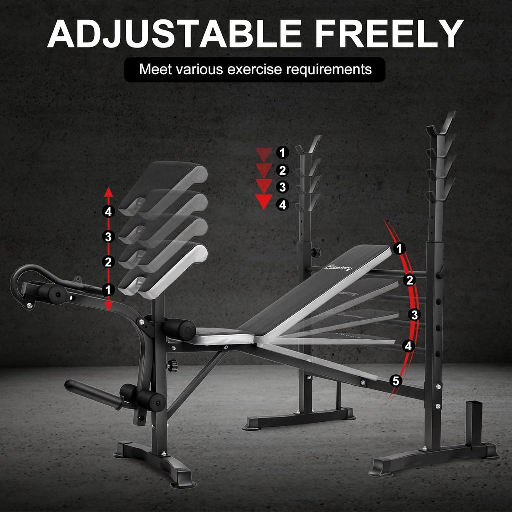 Olympic adjustable Weight Bench Set, Workout Equipment for Home Workouts, Bench Press with Preacher Curl, Leg Developer, Home Gym Full Body Workout
