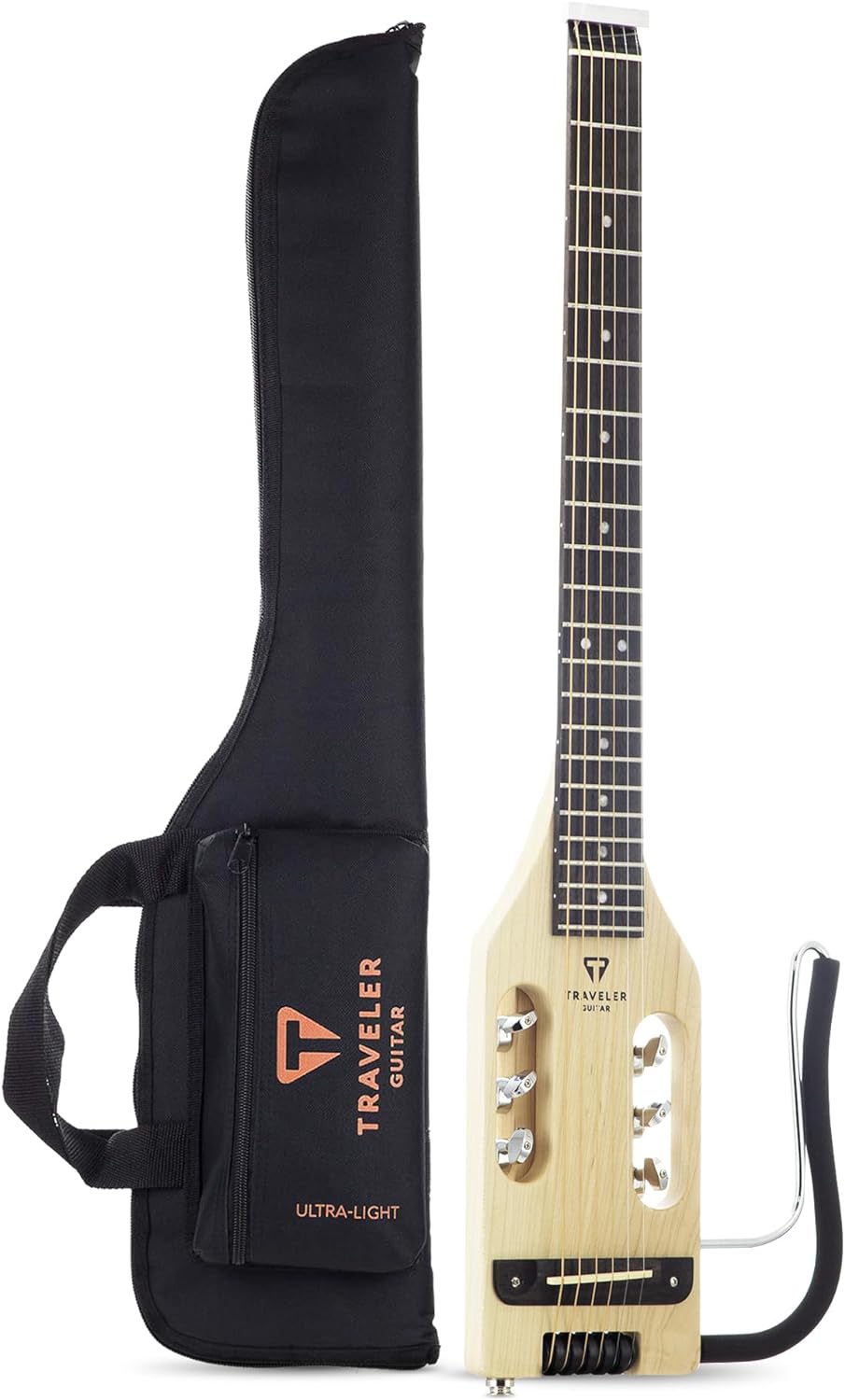Traveler Guitar Ultra-Light Acoustic Guitar Maple | Portable Acoustic with Removable Lap Rest | Full 24 3/4' Scale Headless Guitar | Custom Gig Bag Included
