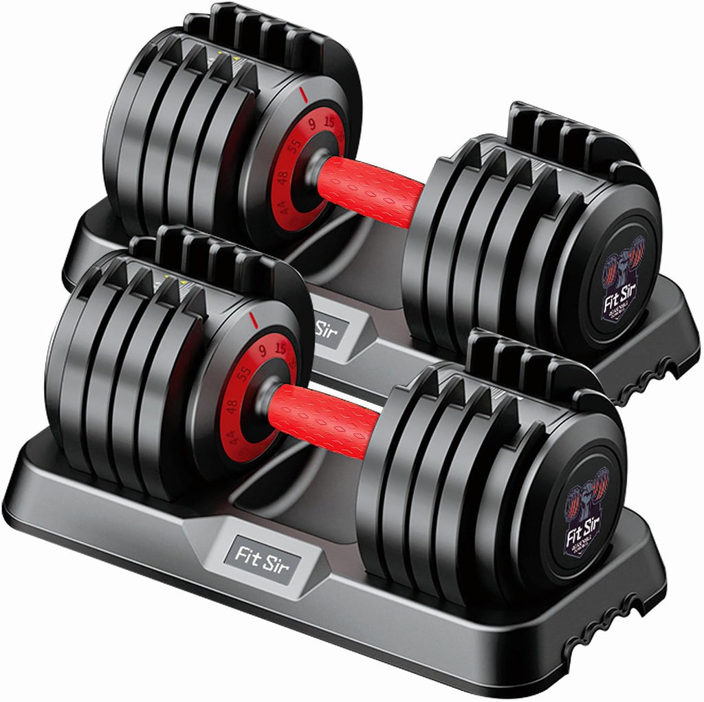 Adjustable Dumbbell Set, 10-in-1 25LB/55LB Ajustable Dumbbells with Safe Locking System, Enclosed Storage Tray, 1 Sec Fast Adjustment, Comfortable Non-Slip Textured Grip, Suitable for Home Gym Workouts Men and Women