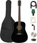 Fender Classic Design Dreadnought Acoustic Guitar - Black Bundle with Gig Bag, Tuner, Strap, Strings, String Winder, Picks, and Austin Bazaar Instructional DVD