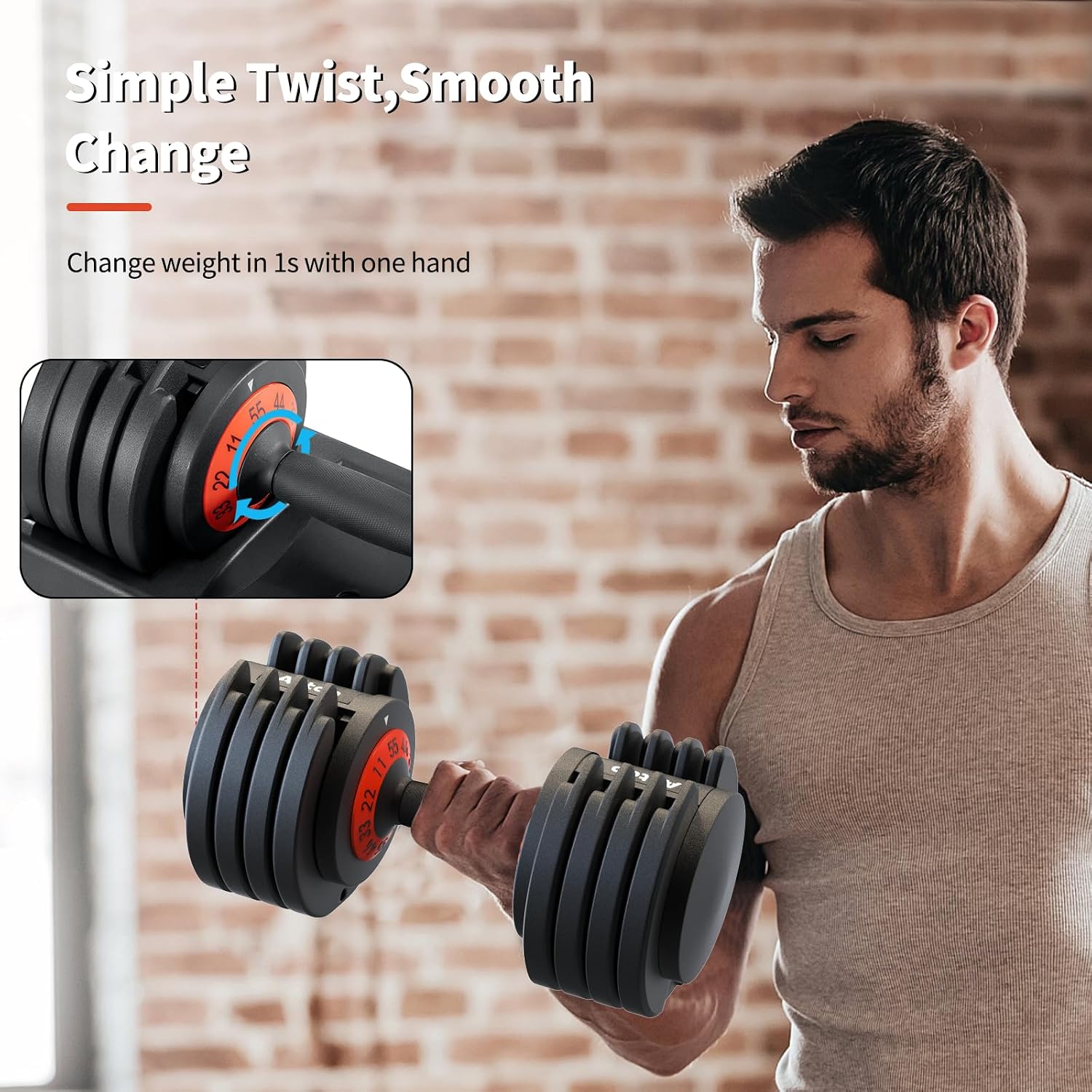 ACCPO Adjustable Dumbbells Set,55LB Dumbbell Pair,Fast Adjustment Weight Dumbbell by Turning Anti-slip Handle,Strength Training Dumbbell with Tray Suitable for Men Women Full Body Exercise