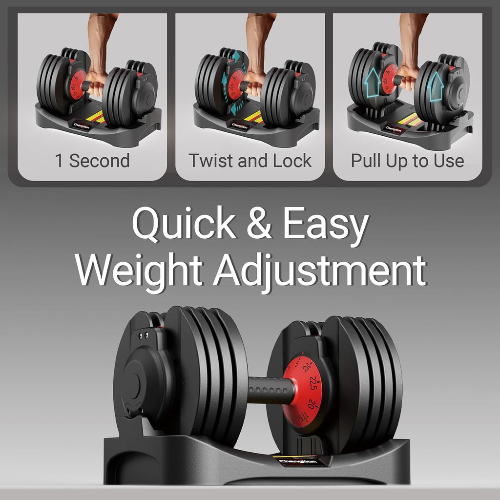 Adjustable Dumbbells 25/52.5 lbs, 9/15 in - Adjustable Weight Dumbbell Set for Full Body Exercise Training Fitness Workout in Home Gym
