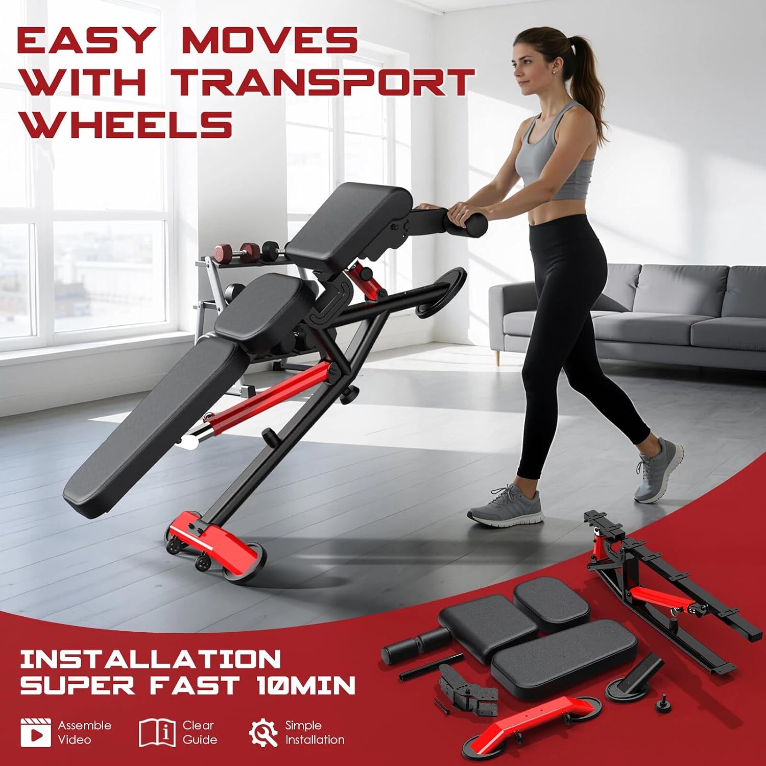 Commercial Adjustable Weight Bench, 1800LBS Heavy Duty Workout Bench for Home Gym Strength Training, Removable Leg Holder for Flat/Incline/Decline Sit Up & Full Body Workout