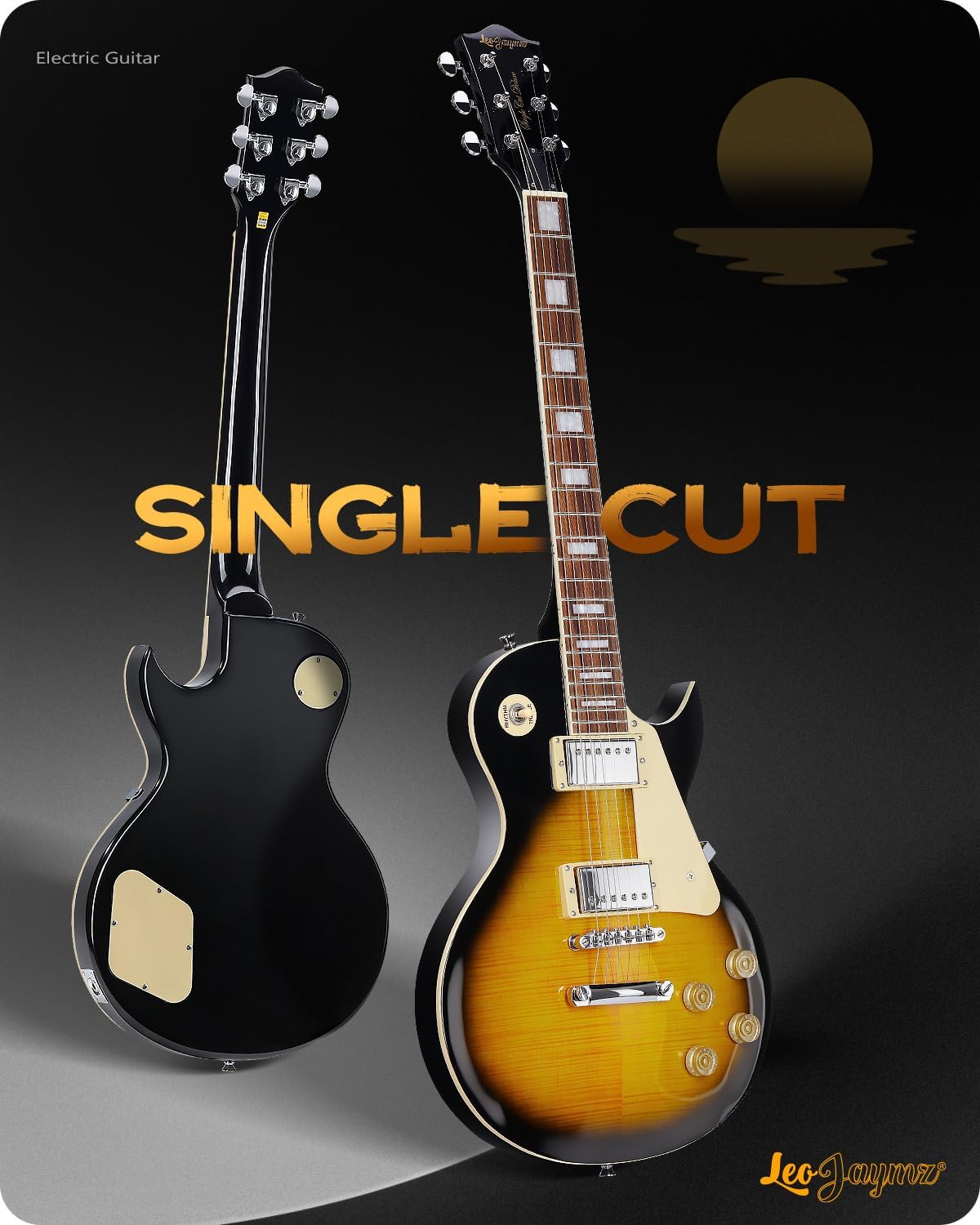 Leo Jaymz SC Series Electric Guitar – Mahogany Body, Laurel Fingerboard, Dual Humbuckers, Tune-O-Matic Bridge, C Neck, 18:1 Tuners (Sunburst)