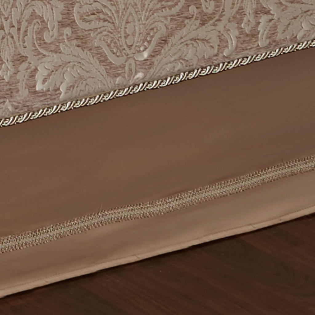 Touch of Class Camelot Luxury Bedding | Neutral Almond | Matte Satin Damask on Richly Textured Jacquard-Woven Chenille Design | 4 Piece Set Includes Queen Comforter, Bedskirt, and 2 Standard Shams