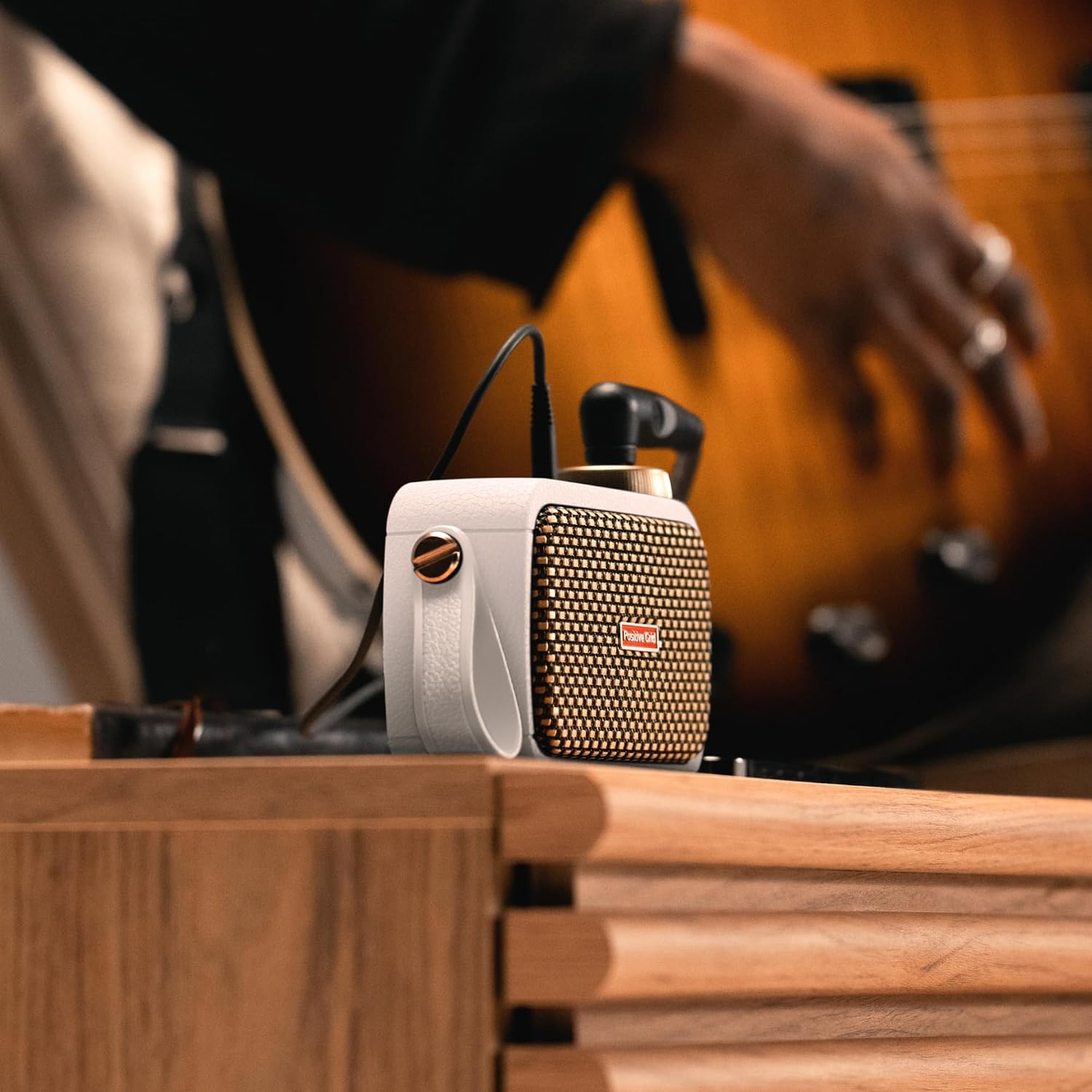 Positive Grid Spark GO 5W Ultra-Portable Smart Guitar Amp, Headphone Amp & Bluetooth Speaker with Smart App for Electric Guitar, Acoustic or Bass – Pearl