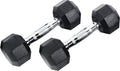 Ader 2lb-120lb Black Octagon Rubber Dumbbells Pair