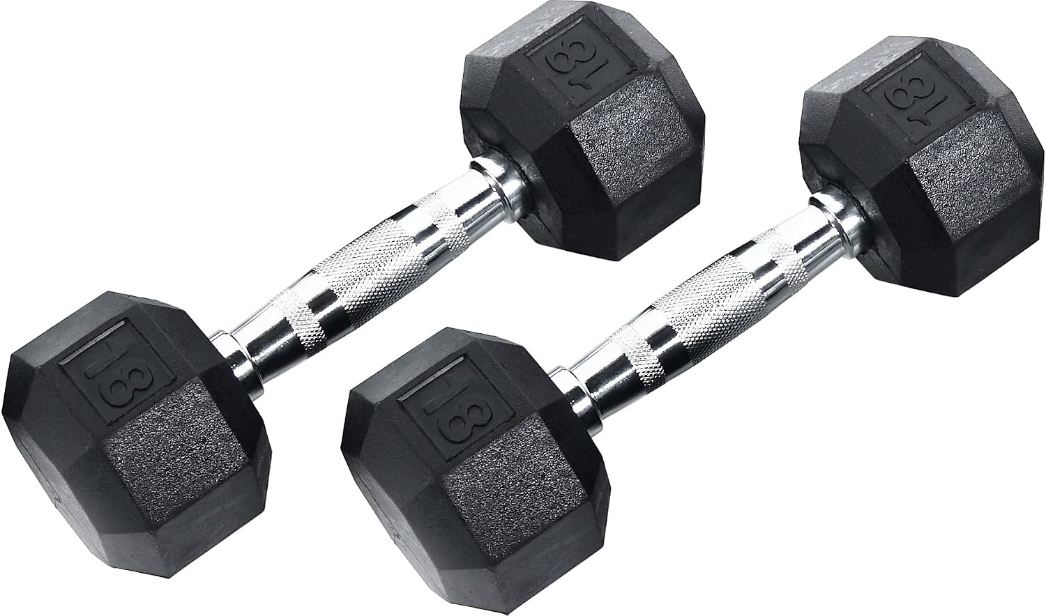 Ader 2lb-120lb Black Octagon Rubber Dumbbells Pair