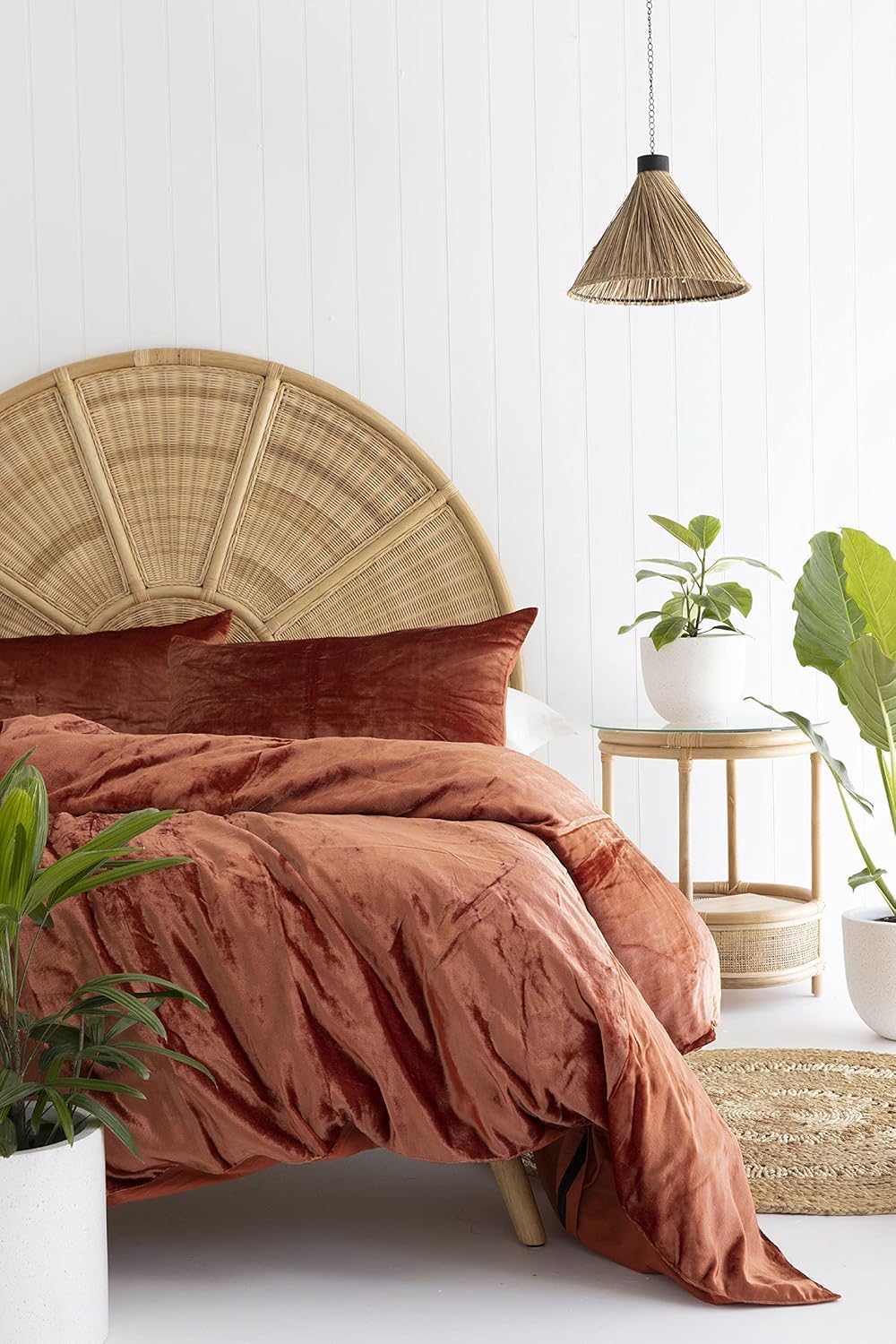 The Harry Creations 3 Pcs Set Solid Pattern Velvet Bedding Ultra Crushed Luxury Boho Donna Duvet Cover (Brunt Orange, Super King Plus 114 inches x 118 inches)