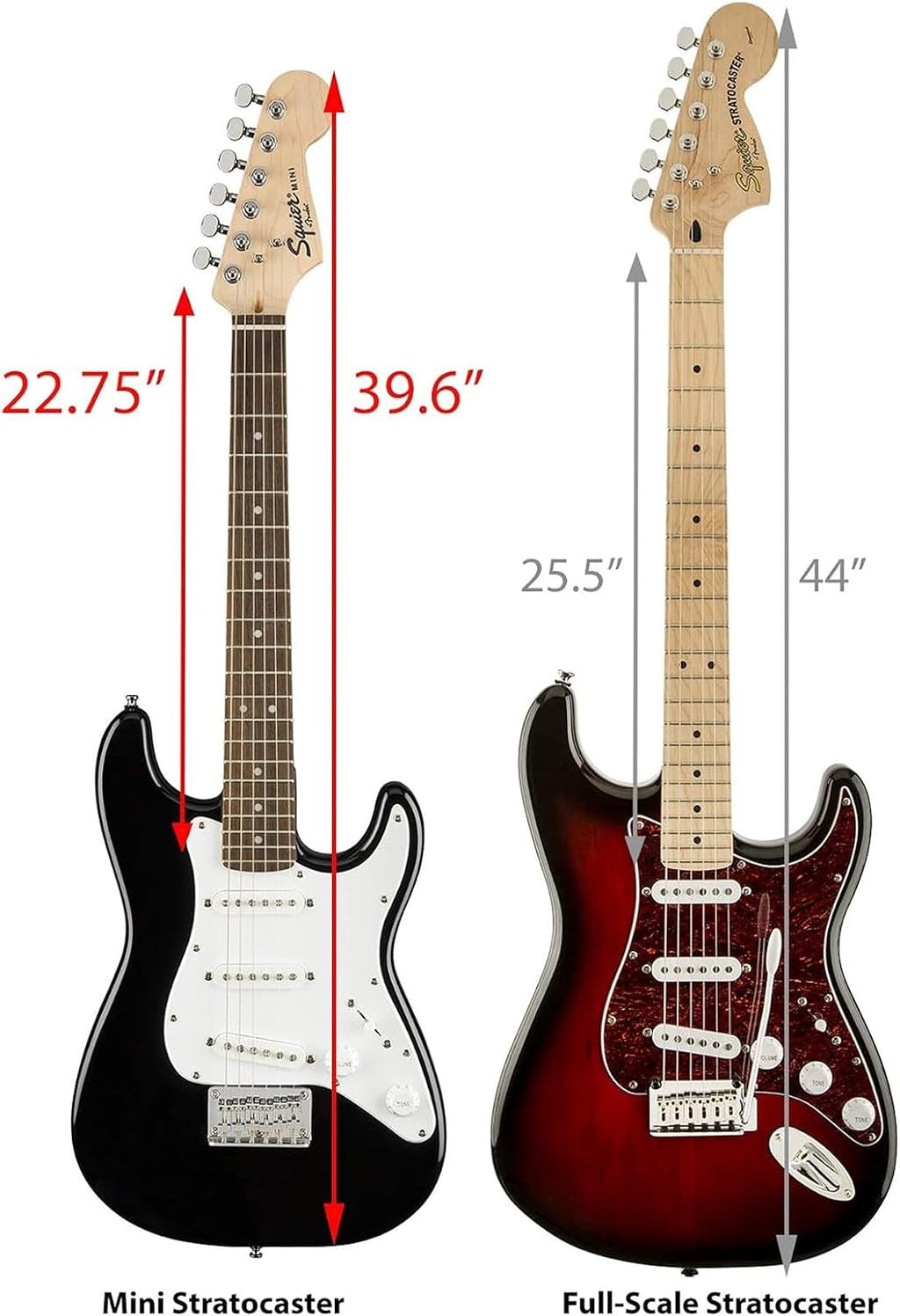 Fender Squier 3/4 Size Kids Mini Strat Electric Guitar Learn-to-Play Bundle w/ Amp, Cable, Tuner, Strap, Picks, Fender Play Online Lessons, and Austin Bazaar Instructional DVD - Black