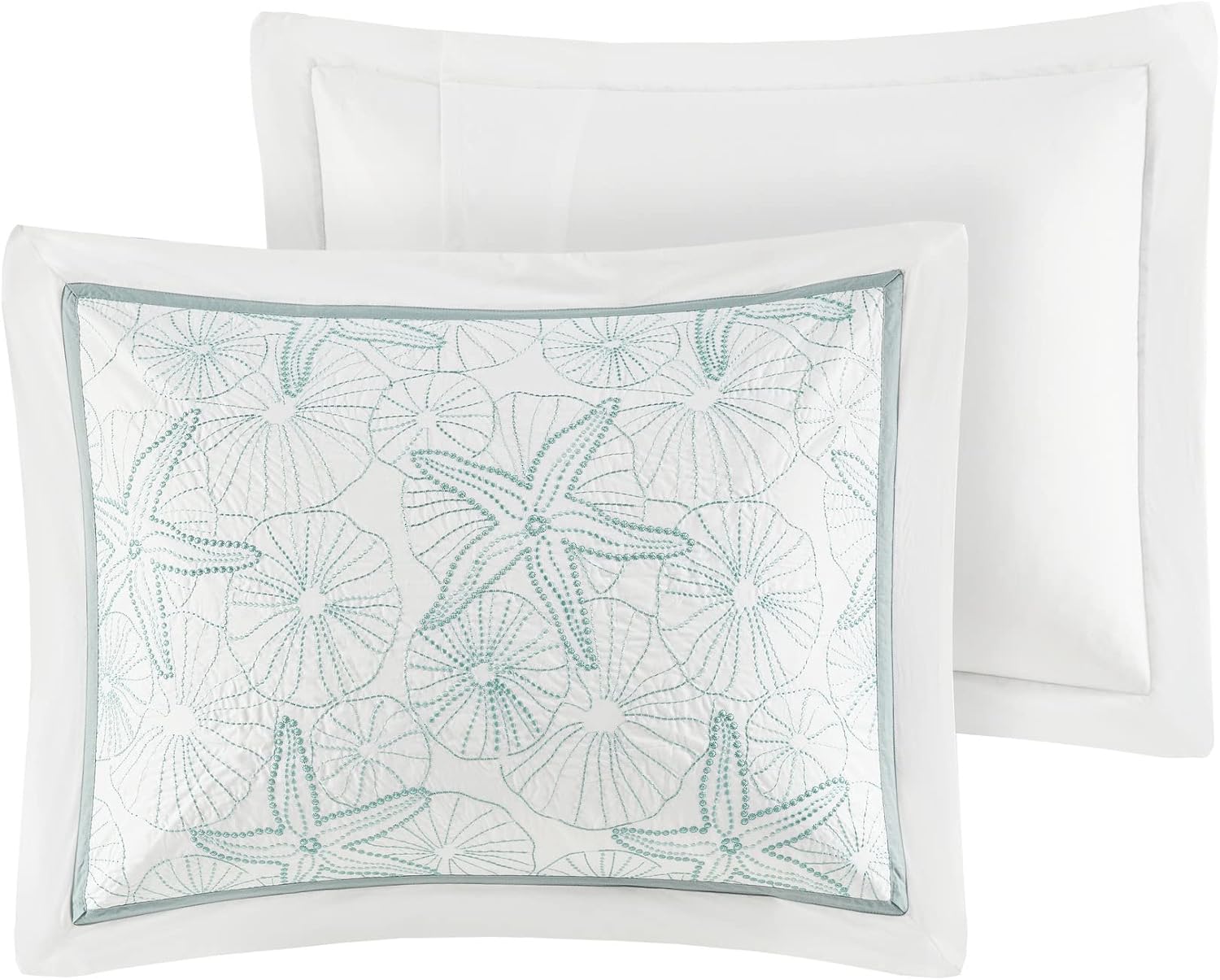 Harbor House Cotton Comforter Set - Coastal Oceanic Sealife Design, All Season Down Alternative Bedding with Matching Shams, Bedskirt, Maya Bay, Seafoam Blue King(108'x96') 4 Piece