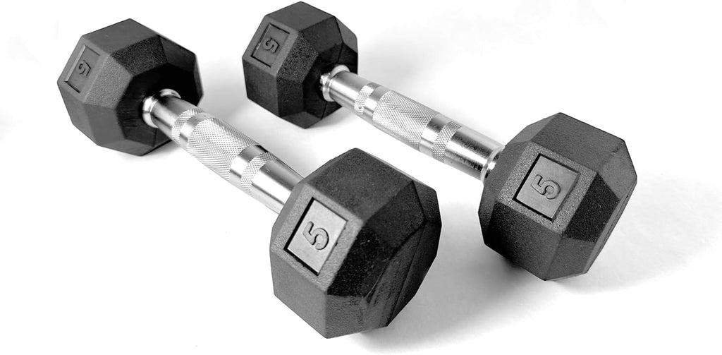 Ader 2-100LB Octagon Deluxe Professional Rubber Dumbbell, Pair