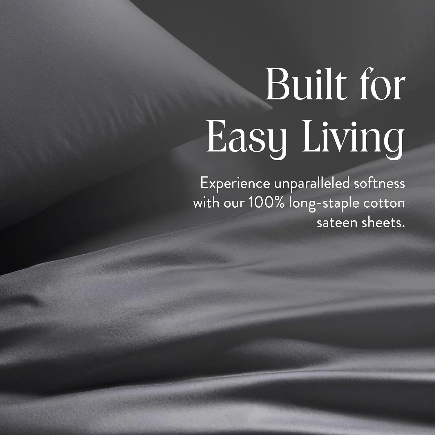 Brooklinen Luxury Sateen 4 Piece Sheet Set - 100% Cotton Bed Sheets, Durable California King Size Sheets Set in Slate Grey, Oeko-TEX Certified Bedding Set, 1 Fitted Sheet, 1 Flat Sheet, 2 Pillowcases