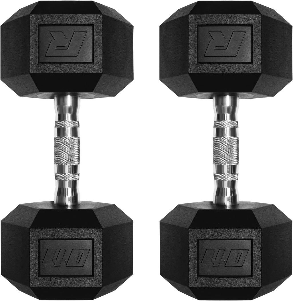 Ritfit 5-650 LBS PVC Encased Hex Dumbbell Sets with Optional Rack for Home Gym, Hand weight with Chrome Handle for Strength Training,Workouts