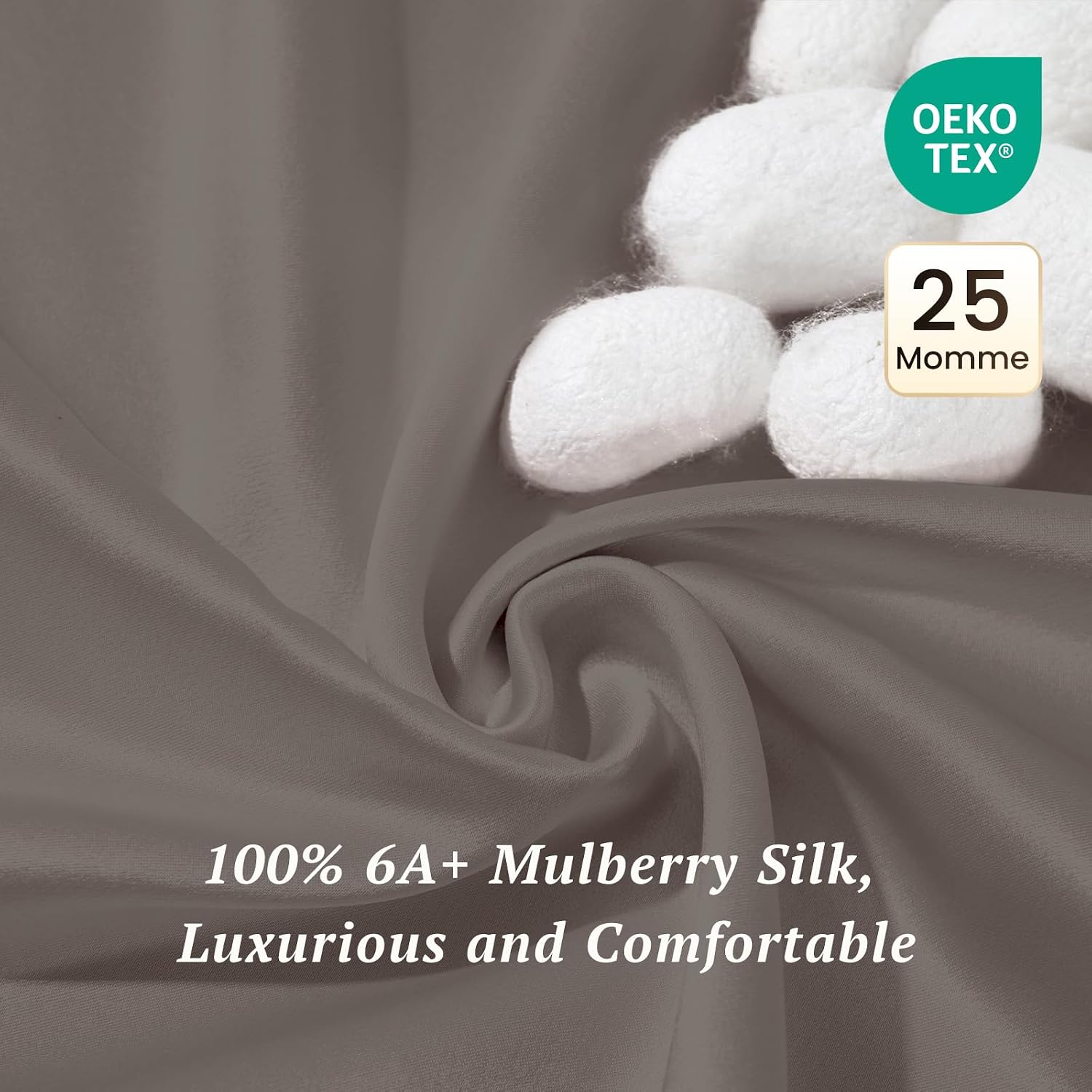 THXSILK Silk Sheet Set 4 Pcs, 25 Momme 100% Top Grade Pure Mulberry Silk Bed Sheets Luxury Bedding Sets Ultra Soft Durable, 1 Fitted Sheet, 1 Flat Sheet and 2 Pillow Shams (Full, Charcoal)