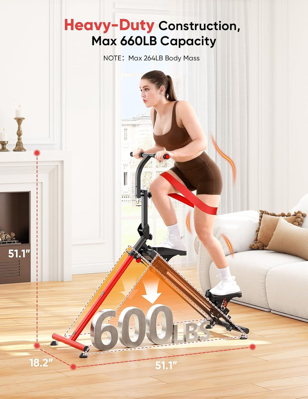 YOLEO Adjustable Resistance Stair Steppers for Exercise at Home, Folding Cardio Stairmaster with 3 Workout Modes & Oversized Pedal,90% Pre-Assembled Stair Climber with Handlebar for Full Body Workout