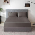 THXSILK 100% Mulberry Silk Fitted Sheet Set, 7A+ Silk 3 Pieces Bed Sheets, Breathable, Smooth, 16 Inch Deep Pocket Fitted Sheet, 2 Pillowcases - Charcoal, Queen