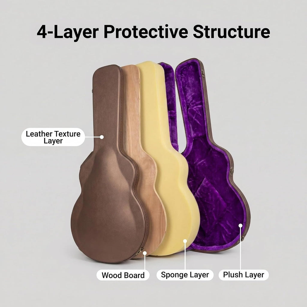 Crossrock Wooden Electric Guitar Case for Les Paul Style | Chocolate Brown Finish, Purple Velvet Interior, Lock – Designer Series(CRW520LCB)