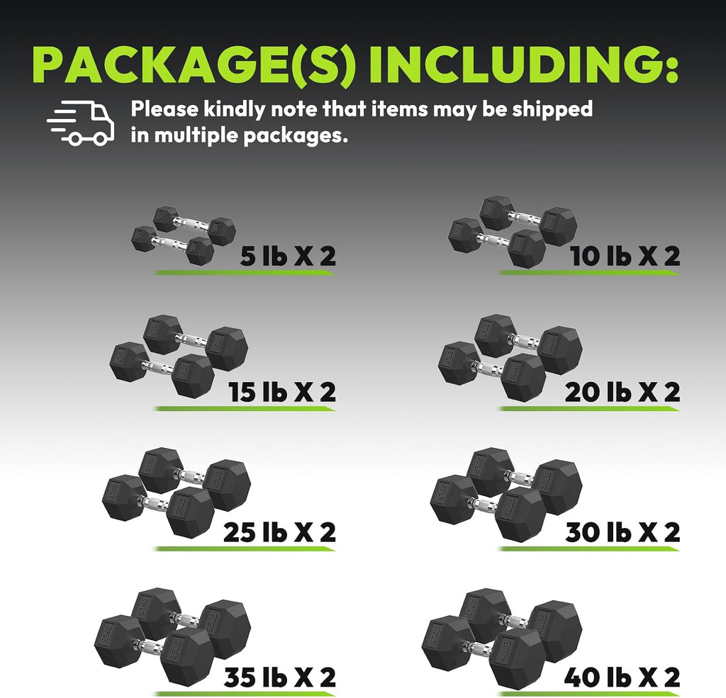Hex Dumbbell Sets with Rack, 90-640 lb Rubber Encased Exercise & Fitness Dumbbells Set, Hand Weight for Strength Training, Weight Dumbbells