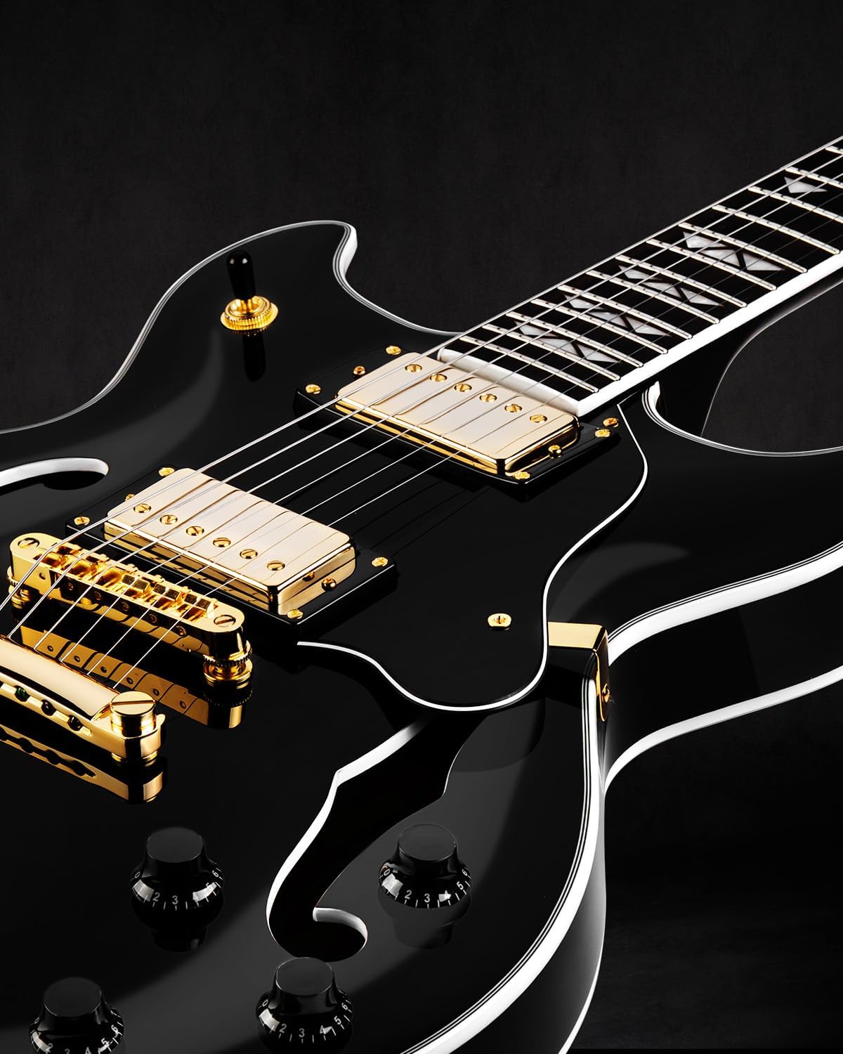 WestCreek 333 Electric Guitar, Semi Hollow Body Jazz Electric Guitar, Alnico Humbucker Pickups, Rosewood Fretboard, Maple Neck, Rounded End Frets, Maple Body, Full size(Void Black)