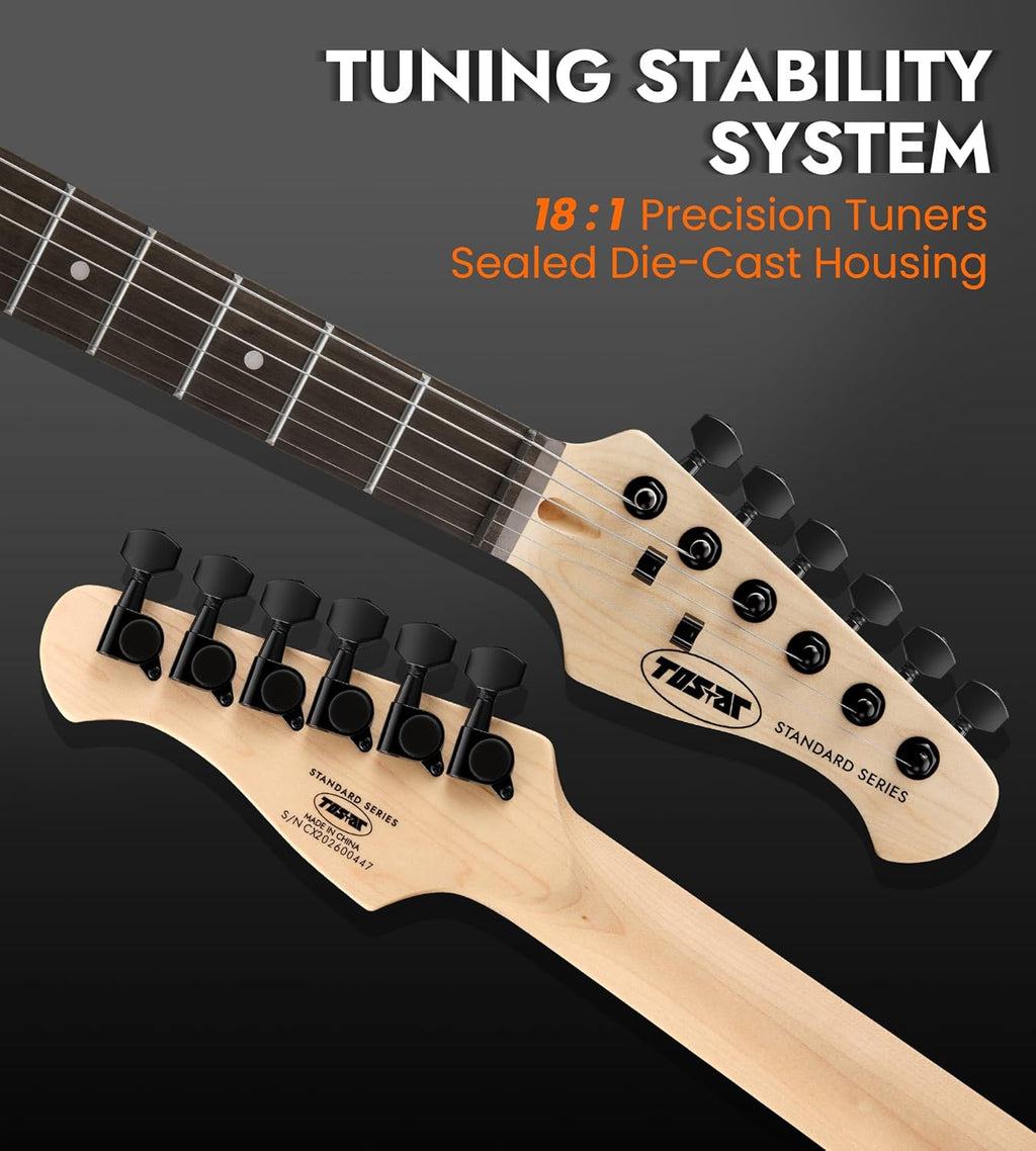 Tostar Electric Guitar: HH Humbuckers, Fixed Hardtail Bridge & Smoked Matte Finish, 3-Way Switch, 39' Solid Body Electric Guitar for Intermediate Players, Guitarra Eléctrica, Birthday Gifts, Sunburst