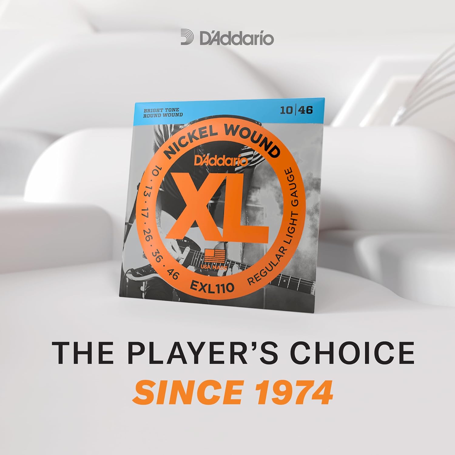 D'Addario Electric Guitar Strings, XL Nickel, EXL110-B25, Regular Light Gauge 10-46, 6-String Set, Pack of 25