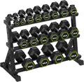 HANDBODE 3-Tier Dumbbell Rack Stand, 1000LB Capacity Storage Rack, Weight Rack for Dumbbells, Kettlebell, 390–700 lb Rubber Coated Fixed Weight Sets, Home Gym Strength Training Equipment