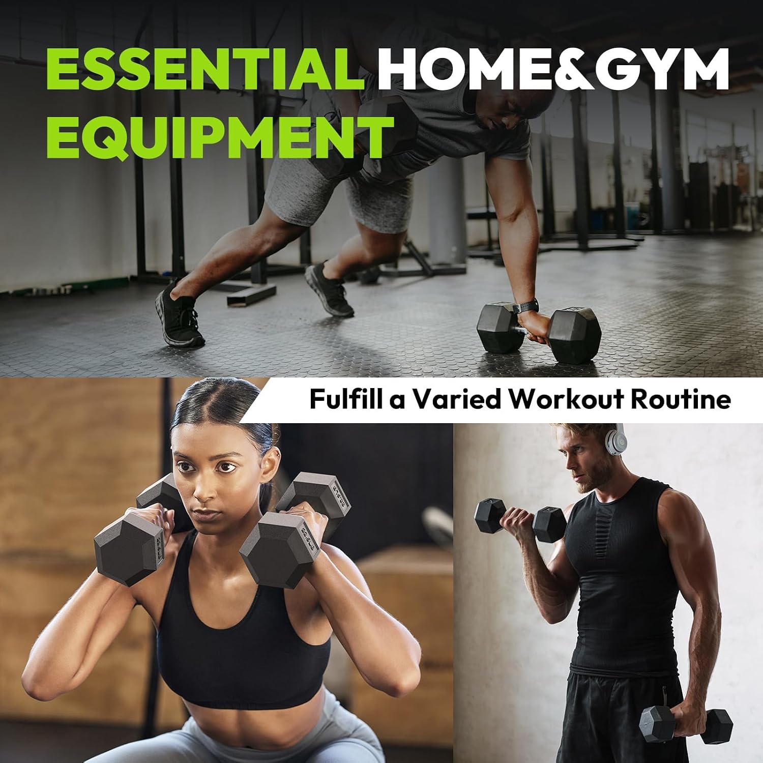 Hex Dumbbell Sets with Rack, 90-640 lb Rubber Encased Exercise & Fitness Dumbbells Set, Hand Weight for Strength Training, Weight Dumbbells