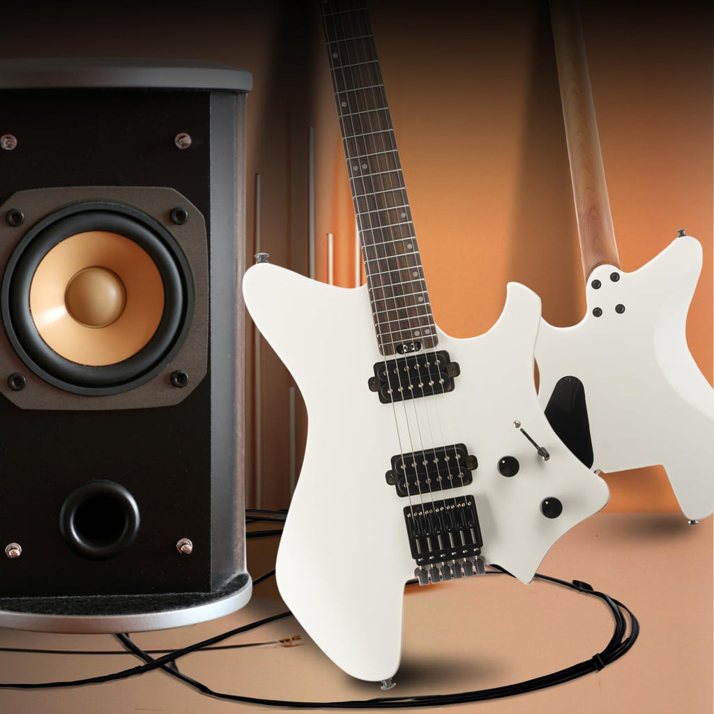 EART GW2-SE Headless Electric Guitar, Solid Electric Guitar Roasted Mahogany Body with Hard Maple Neck Standard Artones-H2SE Pickups,Satin Finish