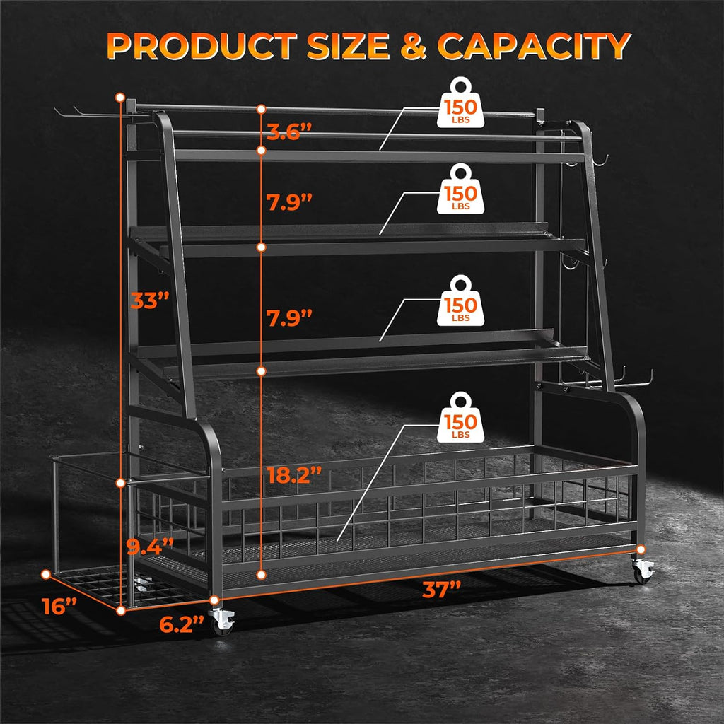 Upgraded XL Dumbbell Rack Weight Stand - Adjustable Weight Rack for Dumbbells, Home Gym Storage Rack for Kettlebell, Balls,Yoga Mat Storage Holder, Workout Equipment Storage Organizer With Wheels