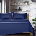TEXAS LINEN CO. 100% Egyptian Cotton Bed Sheets Full Size - Luxury 1200 Series Star Sleepin' Collection Sheets Full Size Bed Set (4 PC, Navy Blue), 17' Deep Pocket, Cooling Sateen Hotel Bedding Set