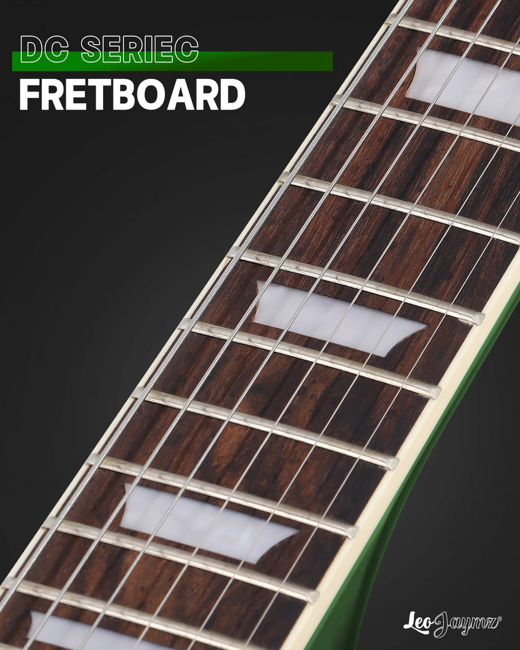 Leo Jaymz 39 Inch Solid Body Electric Guitar - Poplar Wood Body，Maple Neck and Laurel Wood Fretboard (Green Flame)
