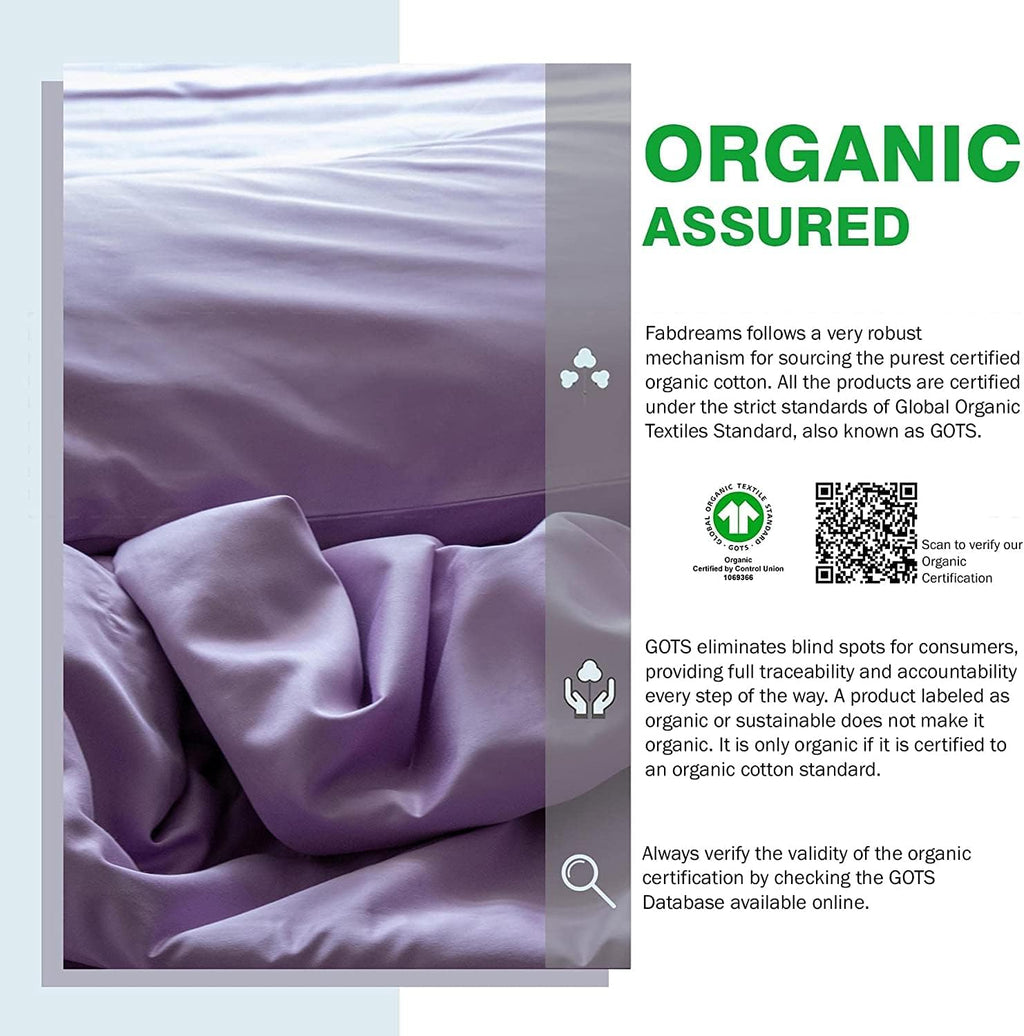 FABDREAMS 100% Organic Cotton California King Sheet Set | 400 Thread Count | Luxury Hotel Collection |GOTS Certified Long Staple Cotton|Elasticised 17' Deep Pockets|Smoother than Egyptian Cotton|Lilac
